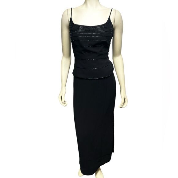 Vintage Two Piece Jones New York Evening Gown Black Formal Maxi Dress Sleeveless - Picture 1 of 15